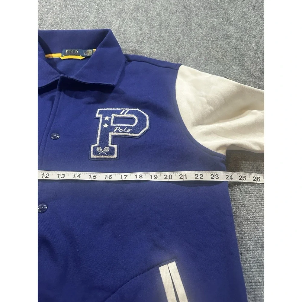 Ralph Lauren Men's Polo Tennis Varsity Coat Blue Yellow Athletic Division L Tall
